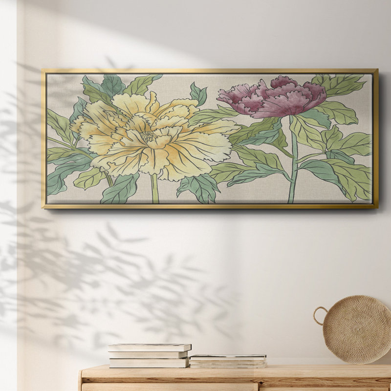 Peony Blooms II - toile encadrée, H 24 po x l 60 po