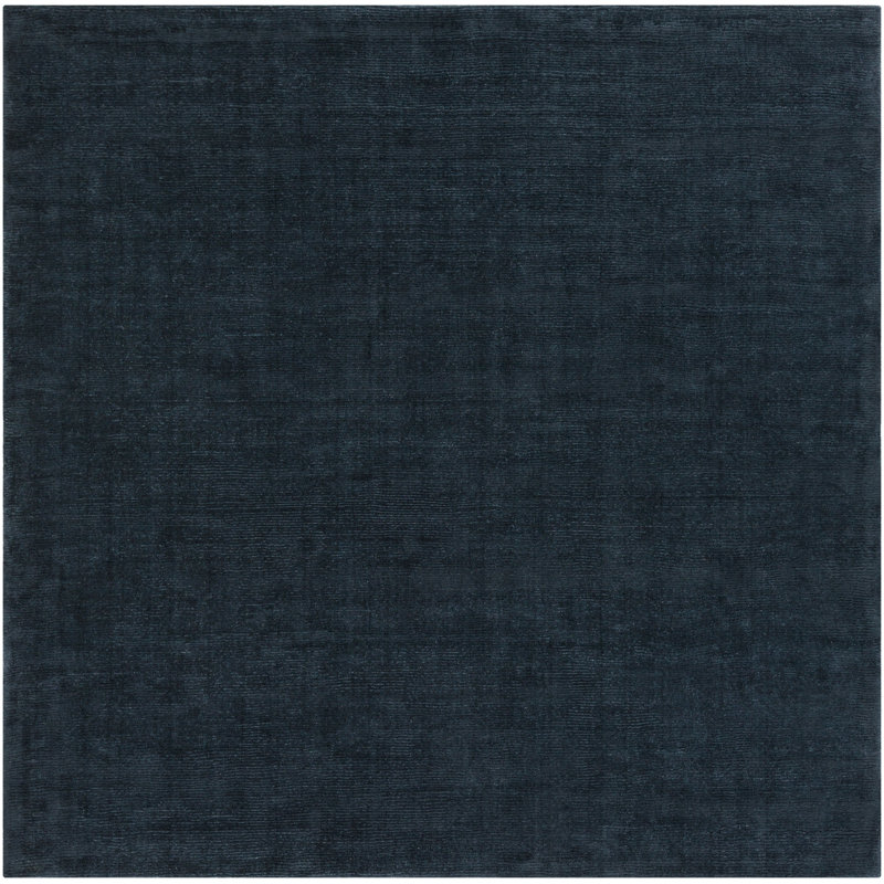 Tapis bleu foncé en laine Crowe, Carré 8 pi