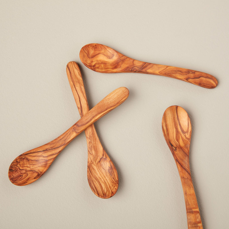 Ensemble de 4 petites cuillères en bois d'olivier