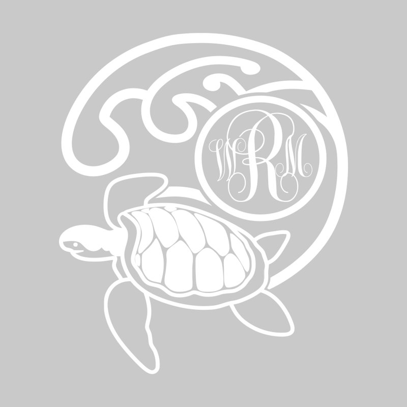 Décalcomanie murale chambre monogramme tortue, Blanc, Oui