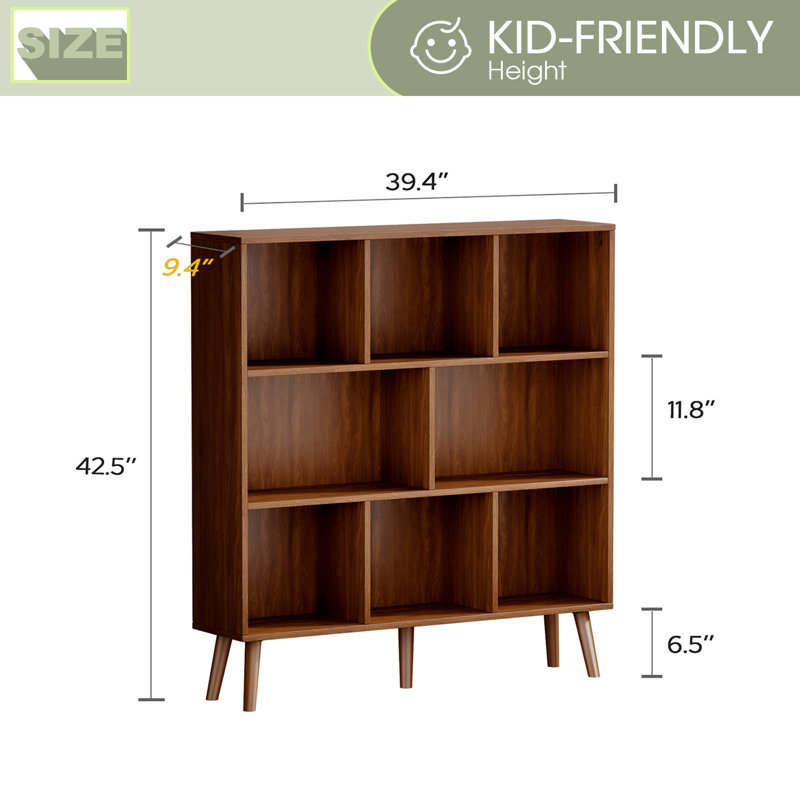 Bookcase, Columbia Walnut, 42.5" H x 39.4" W x 9.4" D