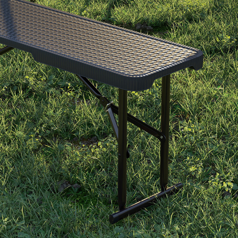 Rectangular 3 - Piece 180Cm L Outdoor Picnic Table, Black/Brown