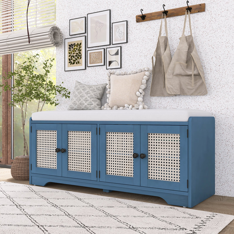 Banc de rangement en bois Rustic, Marine