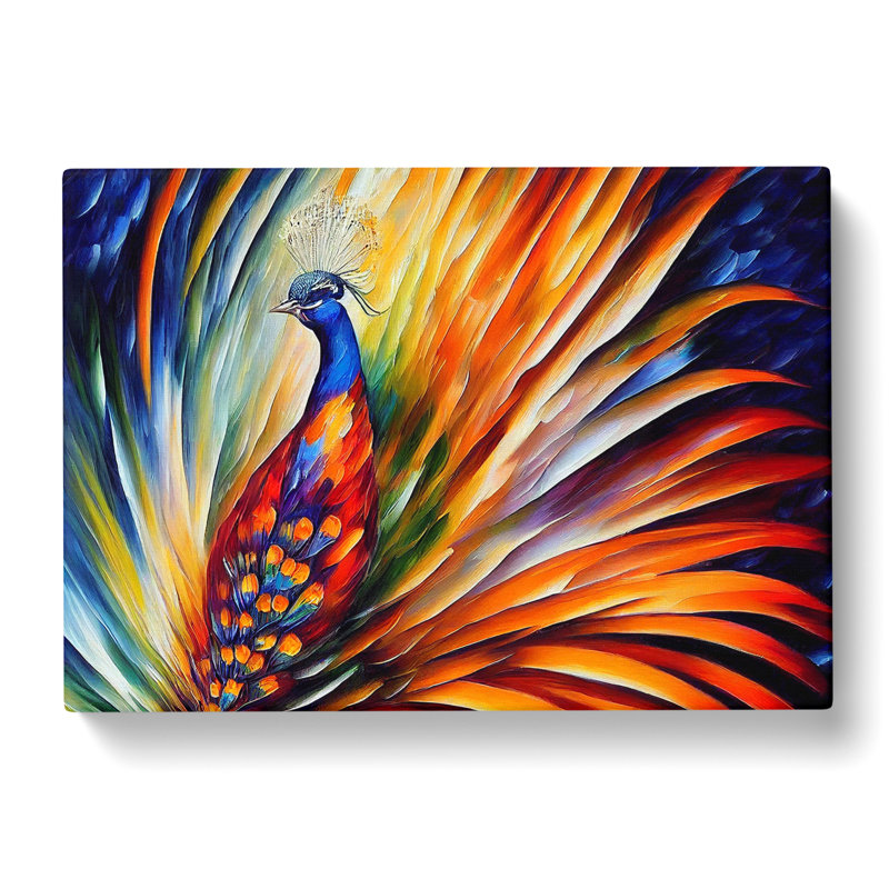Peacock Painting Vol.1 Abstract - Wrapped Canvas Print, 40cm H x 60cm W x 3cm D