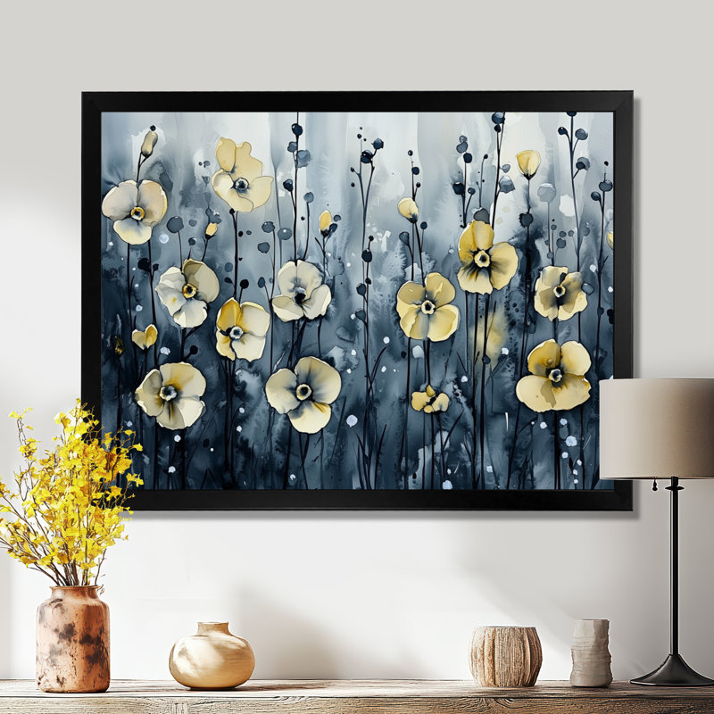 Ingersoll - Floral Wall Art, H 30 po x l 40 po, Reproduction encadrée d'une seule photo, Noir