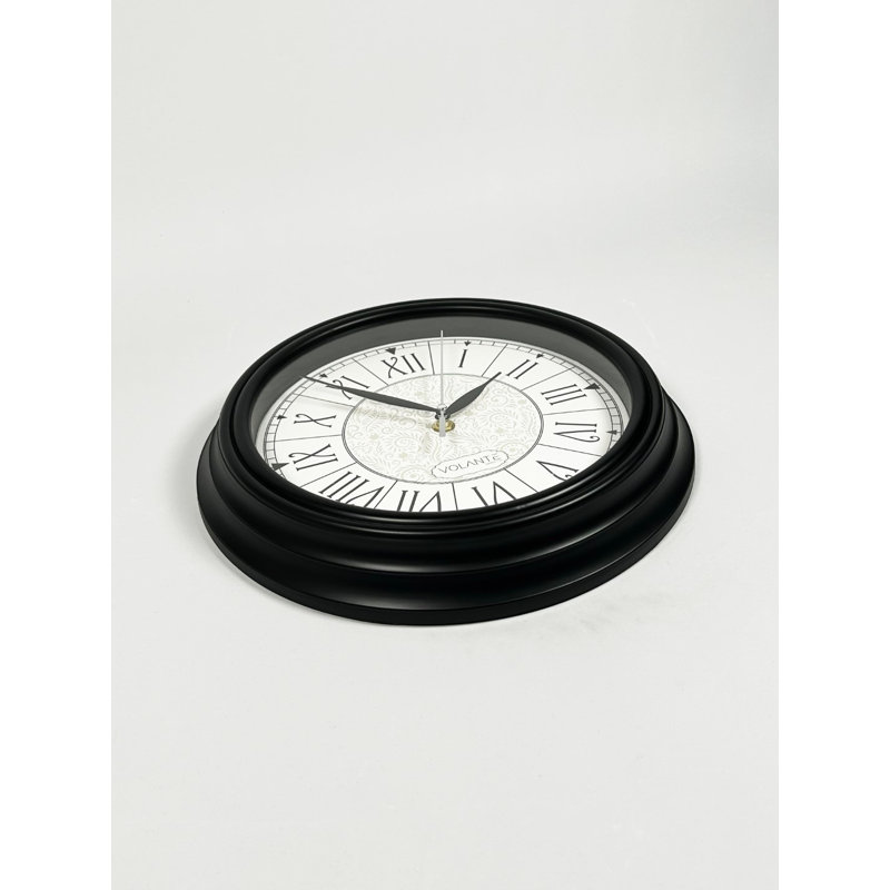 Elegant Decorative Wall Clock, 11.8 inches Diameter, Black Plastic Frame, Real Glass Cover, 1.8 inches Thick | Stylish and Functional Home Decor | Perfect for Living Room, Bedroom, and Office Spaces