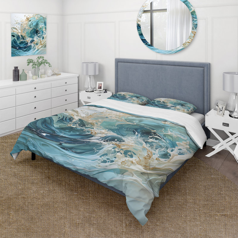 Ensemble de housse de couette Ocean Charm, Housse de couette pour grand lit et 2 taies décor