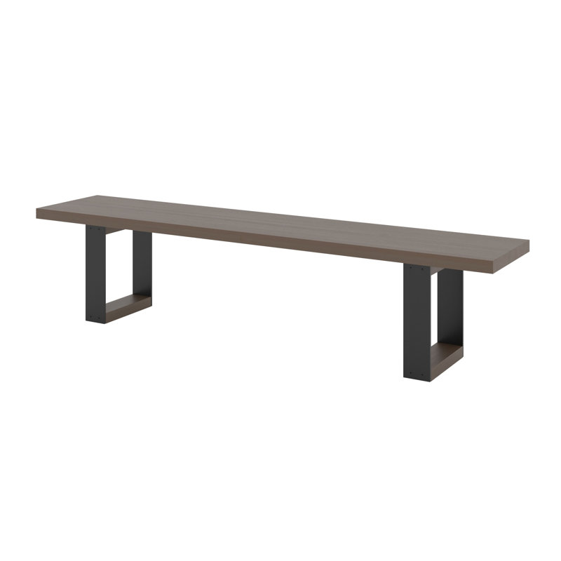 Banc en bois de frêne et acier, H 18 po x l 68 po x P 16 po, Cacao