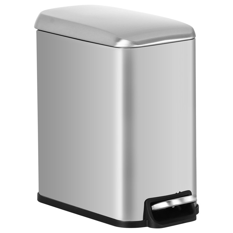 Poubelle de salle de bain avec couvercle 1,3 gallon (5 L) Petite poubelle à pédale avec seau amovible mince pour les petits espaces pour la salle de bain, la chambre à coucher, la cuisine, le bureau