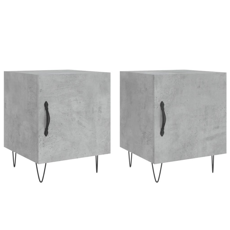 Couey 40cm W Iron Bedside Table, Concrete Grey