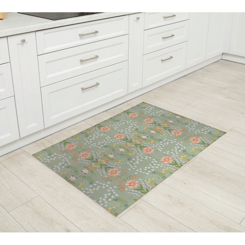 Cecelia Kitchen Mat, Sage, Rectangle 4' x 6'