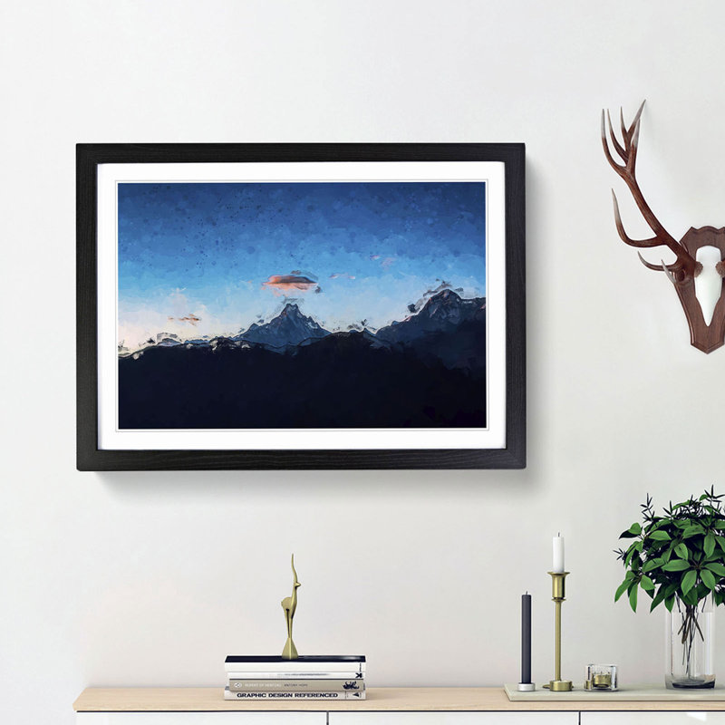 Fishtail Mountain Nepal in Abstract - Picture Frame Graphic Art Print, Black Framed, 36cm H x 48cm W x 2cm D