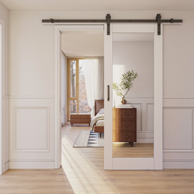 80'' Solid + Manufactured Wood with Installation Hardware Kit Barn Door