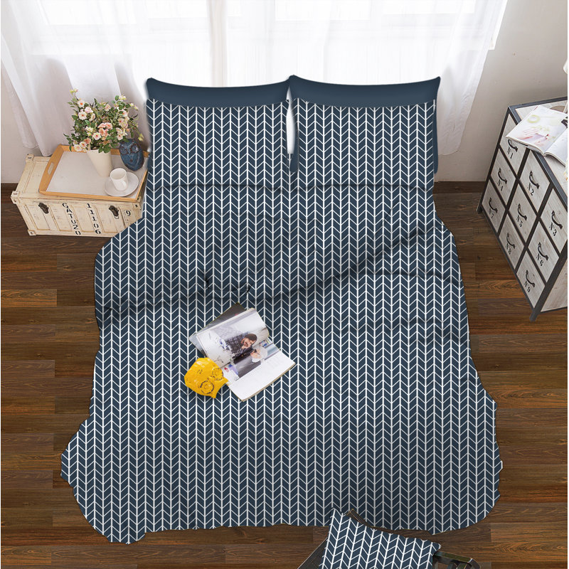 Ensemble de draps en microfibre Melva, Bleu marine, Double