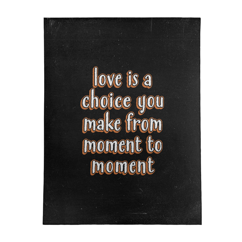 Tapis en poly-chenille style tableau noir love is choice, Rectangle 5 pi x 7 pi