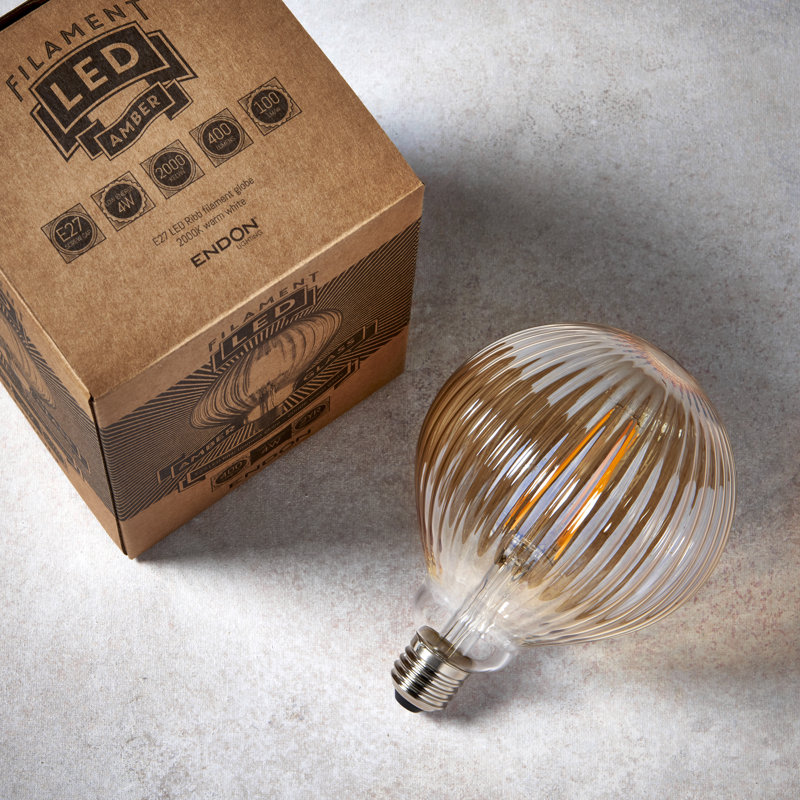 4W E27 ES G125 Amber Globe LED Non-Dimmable Bulb - 400lm 2000K Warm White