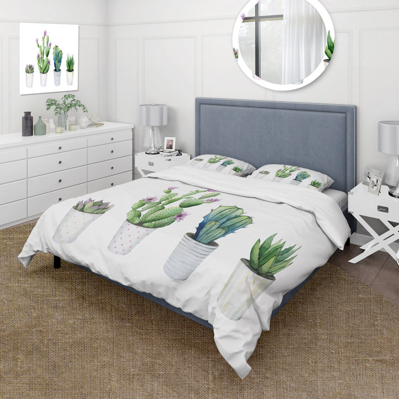 Ensemble de housse de couette floral en polyester microfibre Cactus Succulent Aloe Vera Home Plants In The Pots