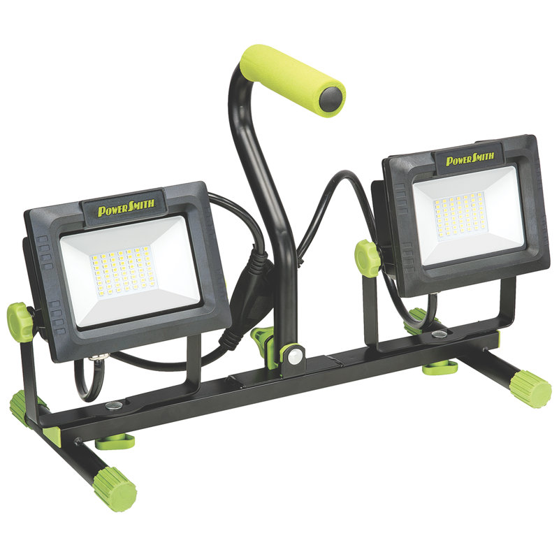 PowerSmith 8,000 Lumen Dual Head LED Work Light with All Metal Telescoping Tripod Stand and 5 Year W