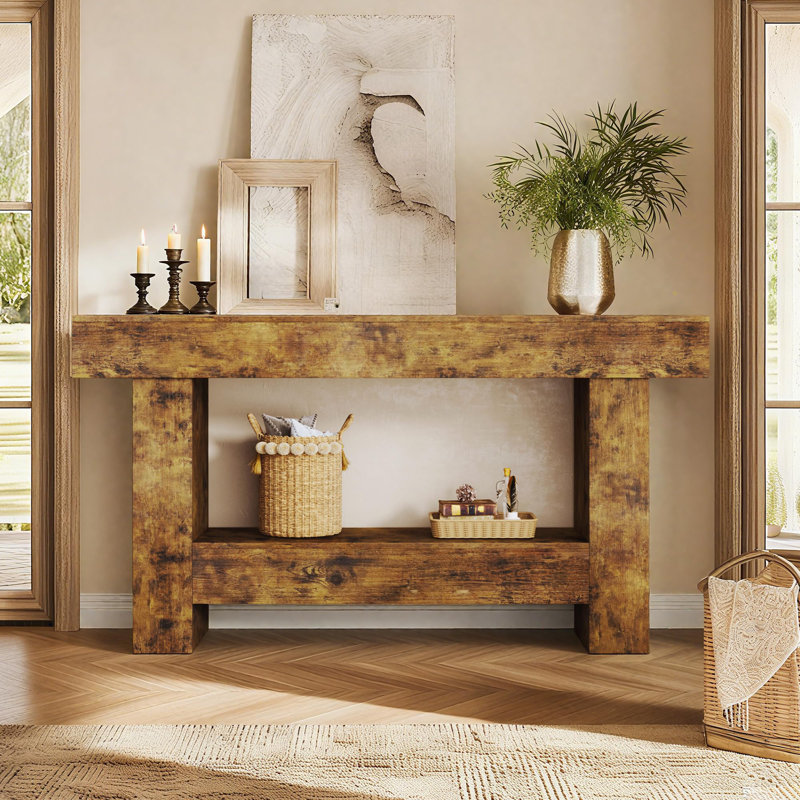 Console 63 po avec rangement ouvert, Rustic