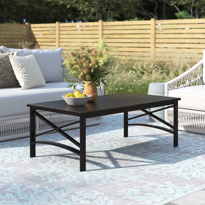 Marple Rectangular Metal Outdoor Coffee Table , 26.5'' in. W 49.75'' in. D, Oil Rubbed Bronze