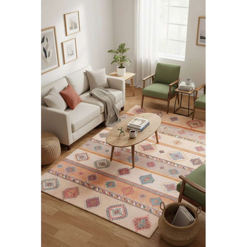 Tapis décoratif coloré Ottilie, Rectangle 3 pi 10 po x 5 pi 3 po