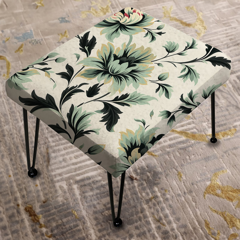 Green Sleek Damask Harmony - Repose-pieds rectangulaire damassé