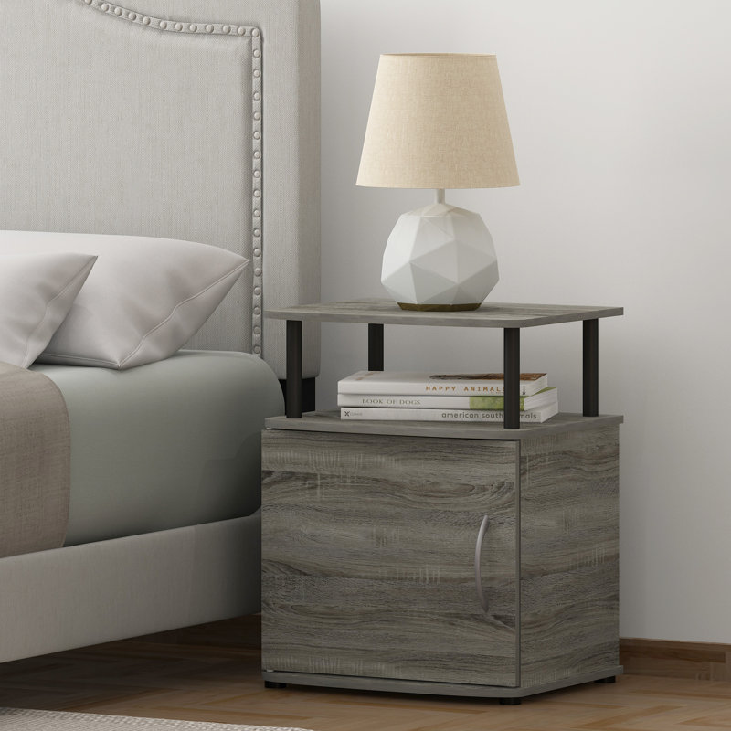 Lansing End Table With Storage, French Oak Gray/Black