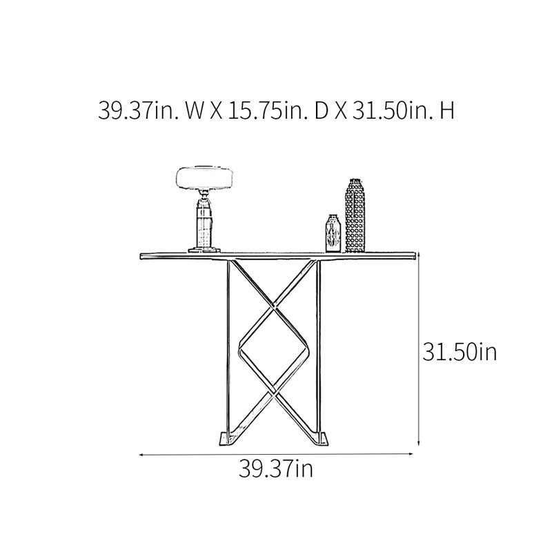 Console Modern Minimalist Art Design, H 31,5 po x l 39,37 po x P 15,75 po, Blanc / Champagne doré