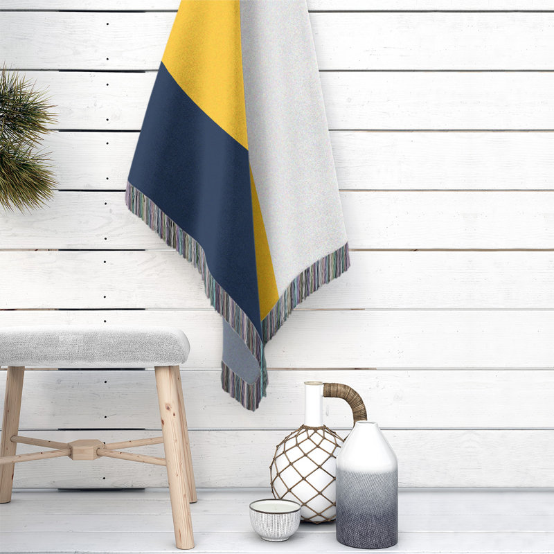 Couverture en coton Charlotte, L 37 po x L 52 po, Bleu minuit / jaune basketball / blanc, Baseball Denver