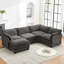 Canapé d'angle modulaire en L gris foncé avec repose-pieds amovible surdimensionné en chenille gris foncé-132143599