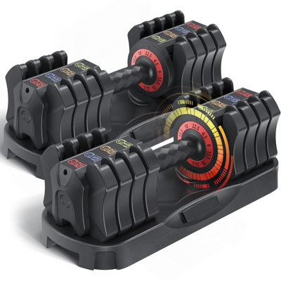 Adjustable Dumbbell Set Of 22.5LB Set-1Sec Adjustable Dumbbell Weights-5 In 1 Free Weights Dumbbells Set With Effortless Tray/No-Slip Handle-Compact Size For Women/Men At Home Gym
