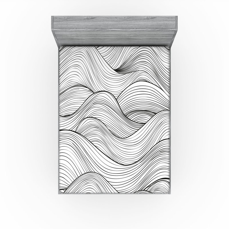 Drap-housse Ambesonne, paquet de 2, Gris anthracite, gris, blanc / abstrait, Drap-housse grand