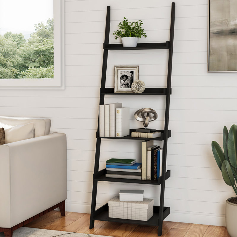 175.2cm H x 56cm W Ladder Bookcase, Black