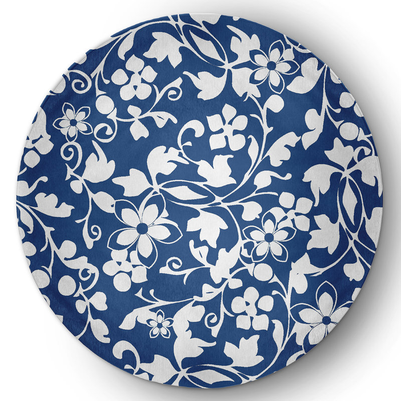 Tapis floral en chenille tissé à la machine Ingun, Rond 5 pi