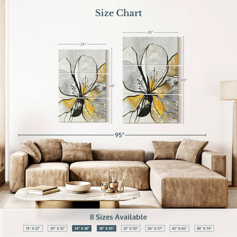 Contour Floral II version jaune, H 38 po x l 24 po