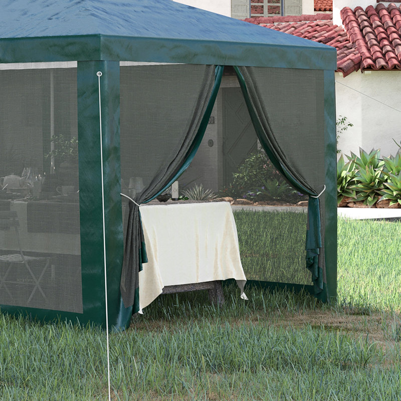 10' X 28' Gazebo Canopy, Outdoor Event Tent With 8 Removable Mesh Sidewalls & Zippered Doors, Steel Construction - Easy Setup Portable Function Party Zipper Entrances, Frame Multi-functional