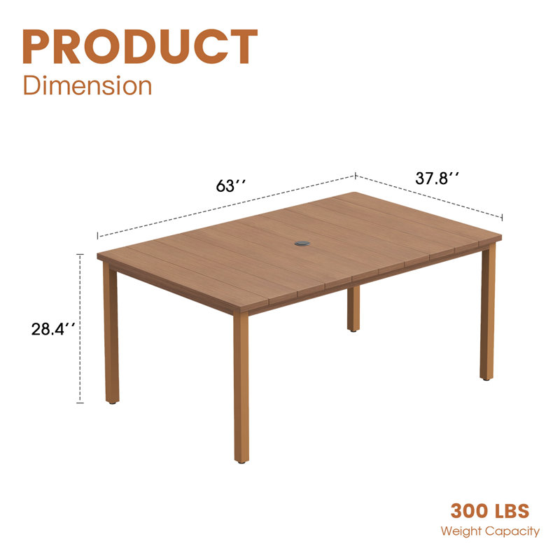 Patio Dining Table, Brush Wood Brown