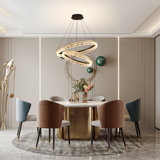 2 Ring Chandelier Modern Led Pendant Lights Dimmable With Remote Height Adjustable Light Fixtures