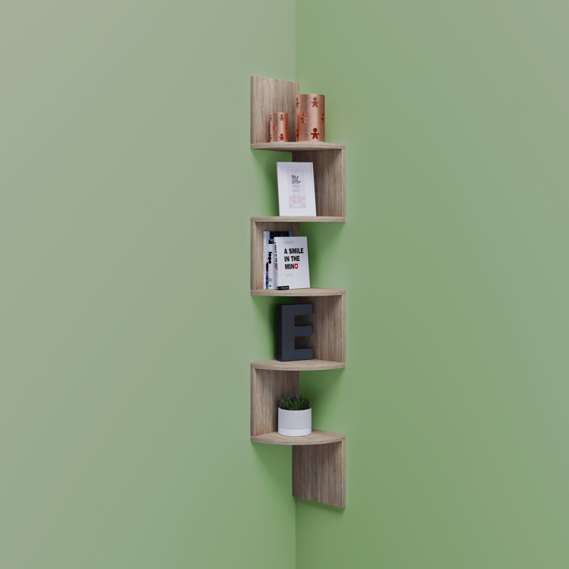 Seroud 123cm H x 19cm W Floating Bookcase, Sonoma oak
