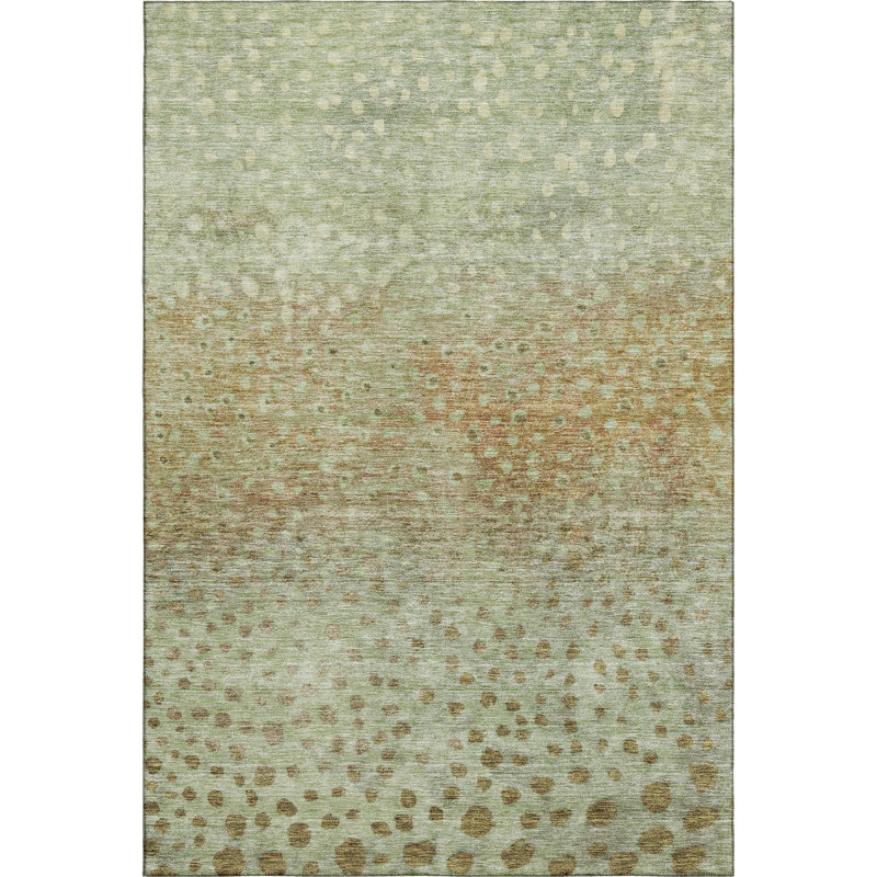 Premium Machine Washable Christina AMF1074 Circles Rug, Rectangle 8' x 10'