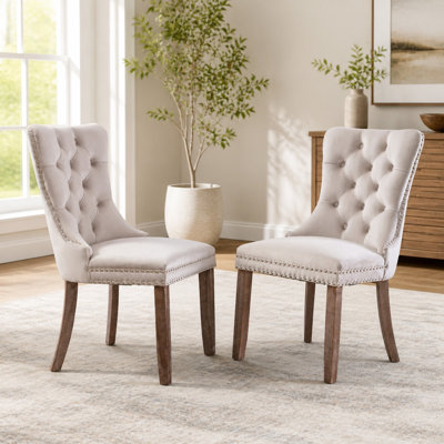 Ensemble de 2 chaises de salle à manger en velours capitonné Sumdeal
