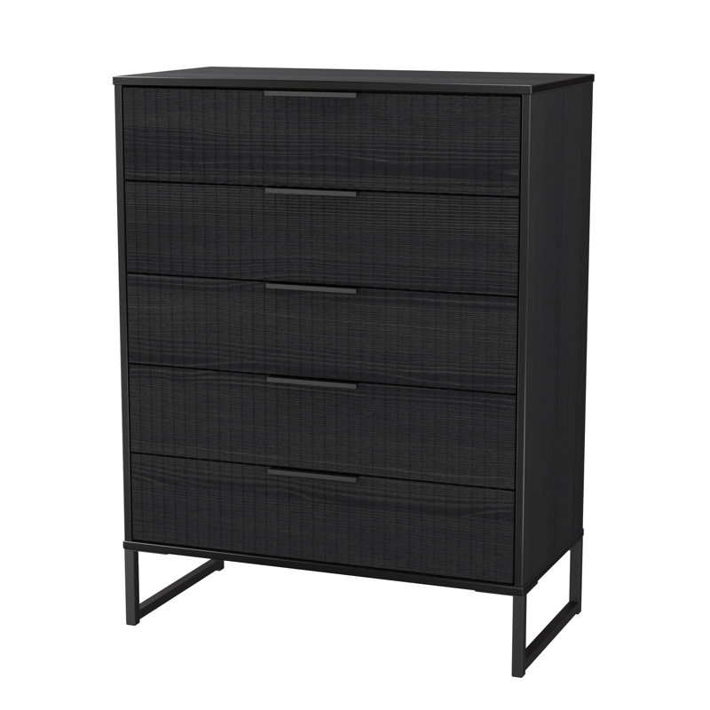 Bernat 77cm W 5 - Drawer Chest of Drawers, Black