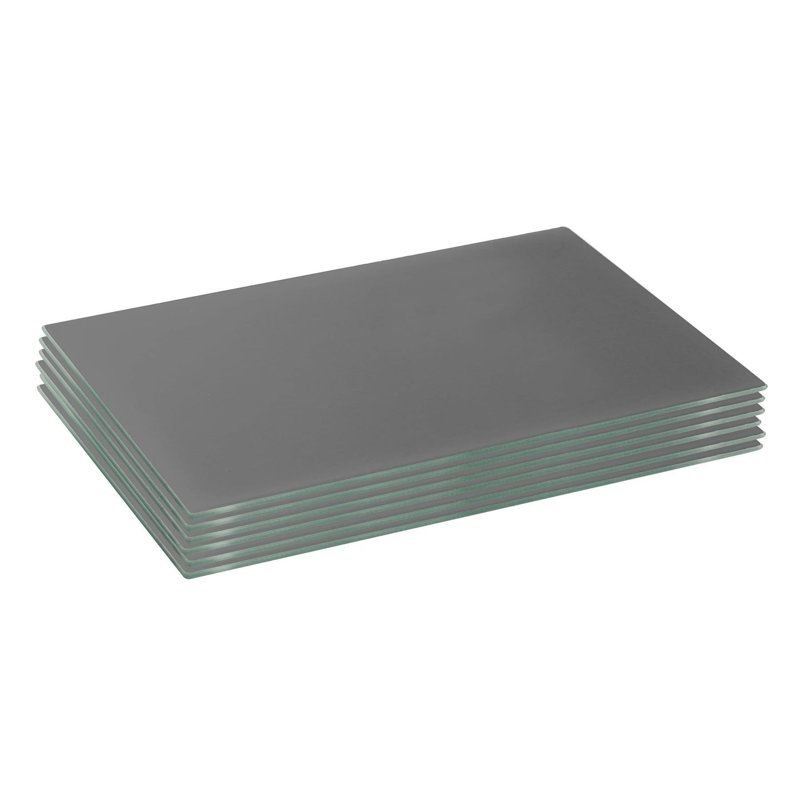 Harbour Housewares - Glass Placemats - Set of 6, 40cm L x 30cm W, Grey
