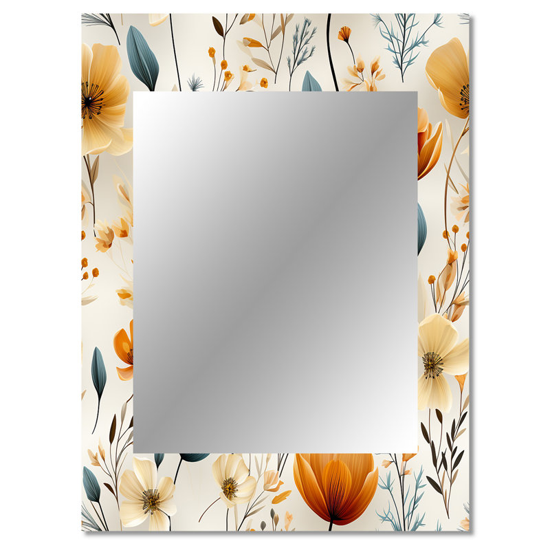 Fleurs d'automne de Brycin Woodland - miroir floral, miroir mural floral unique, impression d'art en métal, 40 po x 30 po