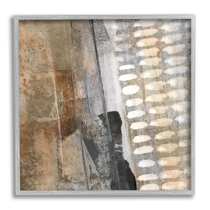 Composition abstraite, forme industrielle, teinte rouille - Peinture, H 17 po x l 17 po x P 1,5 po, Cadre gris