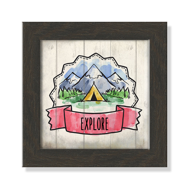 «Adventure is out There 2», art encadré, H 8 po x l 8 po x P 0,6 po, Cadre plat à grain de bois noir