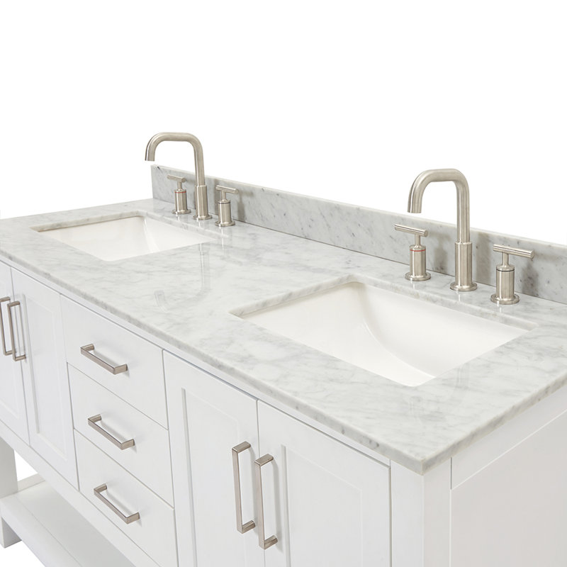 Magnolia Bath Vanity Rectangular Basin S073DCW2R, White, Rectangle ,  73"