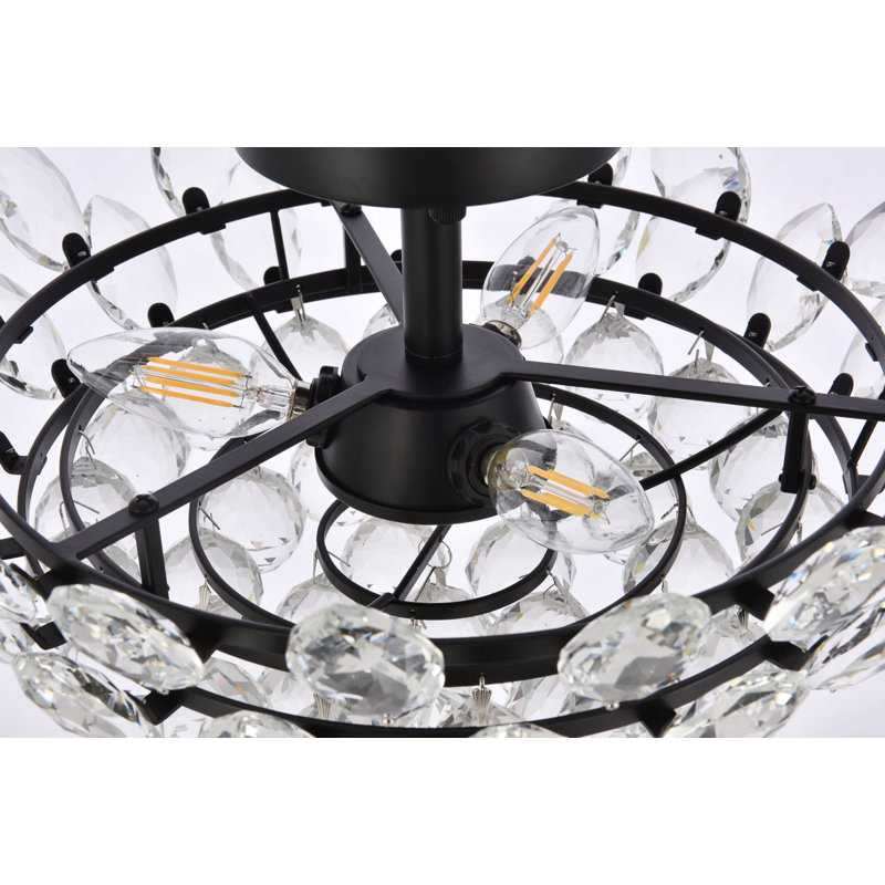 Plafonnier semi-encastré Abel, Noir, H 9,5 po x l 16 po x P 16 po, 3 lumières