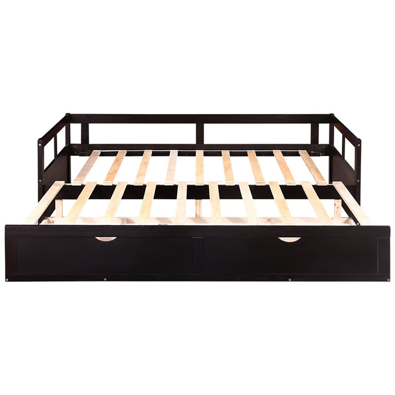 Freland Kids Daybed with Trundle with Drawers, Espresso