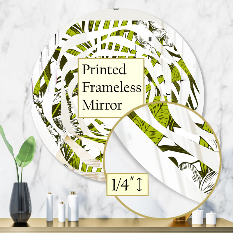 Miroir mural Whirl, H 31,5 po x l po, Tourbillon de feuilles de palmier I